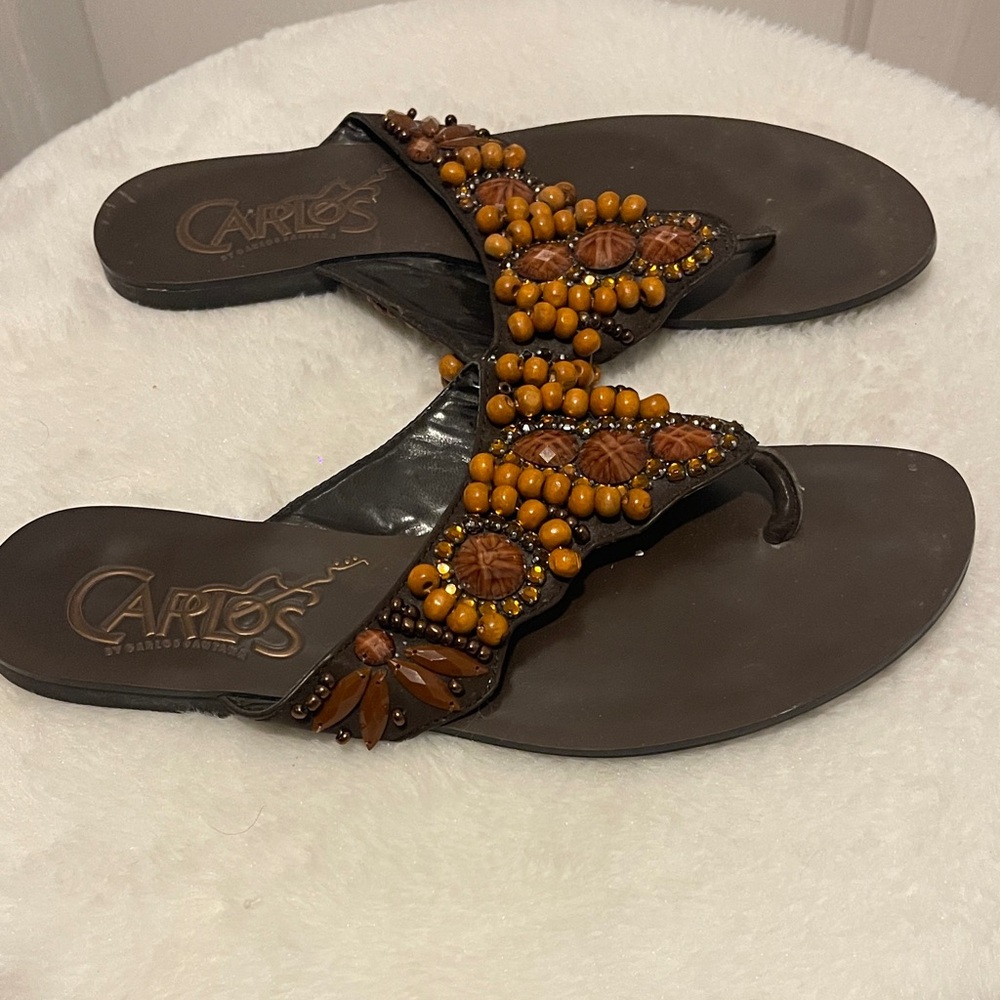 Carlos Brown Beaded Sandals - Picture 3 of 3
